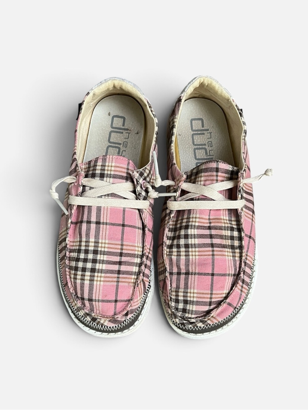 HEY DUDE Wendy Slip-on Shoe in Tartan Azur Pink Women’s Size 8 - Picture 3 of 11